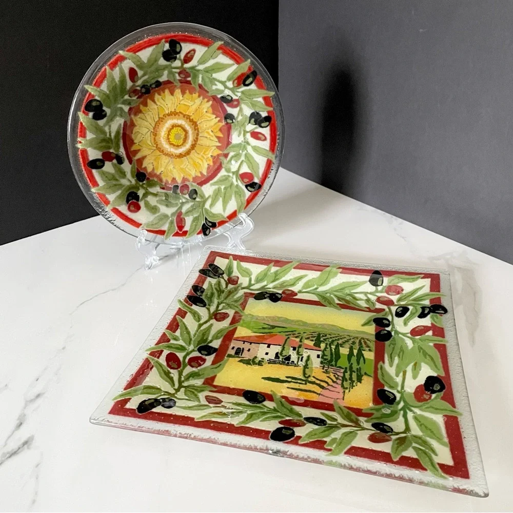Vineyard Olive Plate & Bowl by Peggy Karr